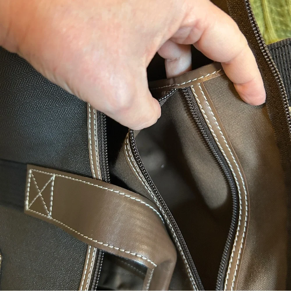 DUNHILL Men’s Brown and Black Travel Weekender Quiet Luxury Duffel Bag